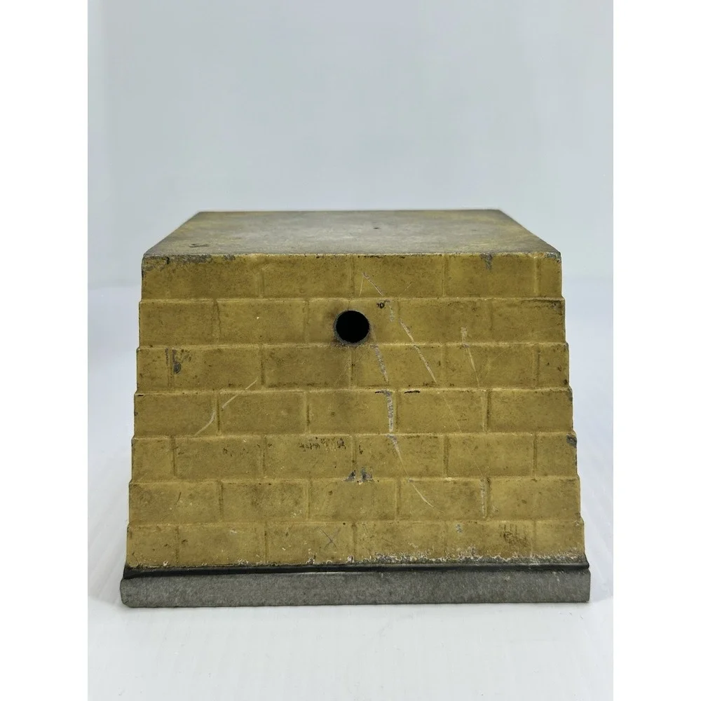 Vintage Yellow Cast Aluminum Stacked Brick Base‎ Toy Railroad Bridge Statue